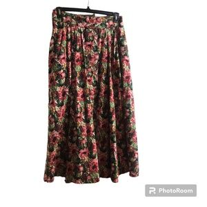 Herman Geist Floral MIDI Full Skirt Pleated Cottage